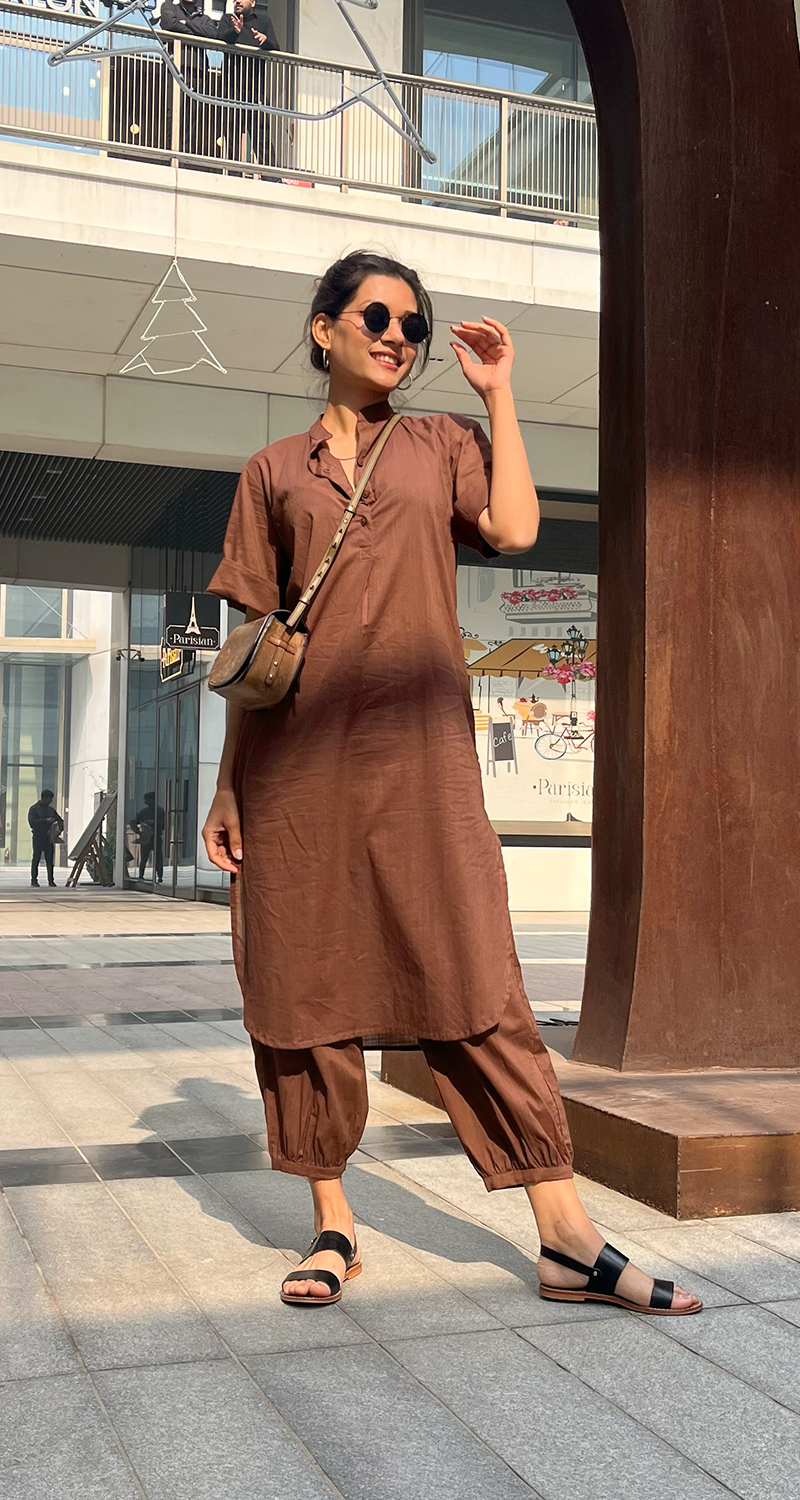 Butter Toast Kurta Co-Ord Set in Brown