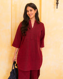 Silver Hoops Kurta in Red