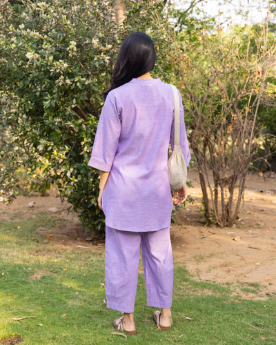Silver Hoops Kurta Set in Lilac