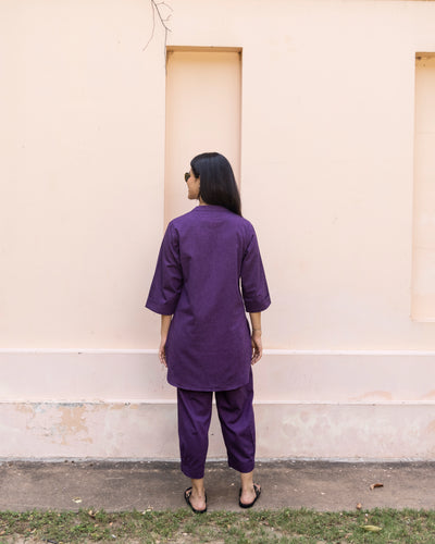 Silver Hoops Kurta in Jamun Purple