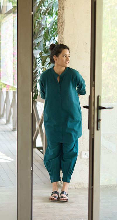 Sunday Paper Kurta in Quiet Teal