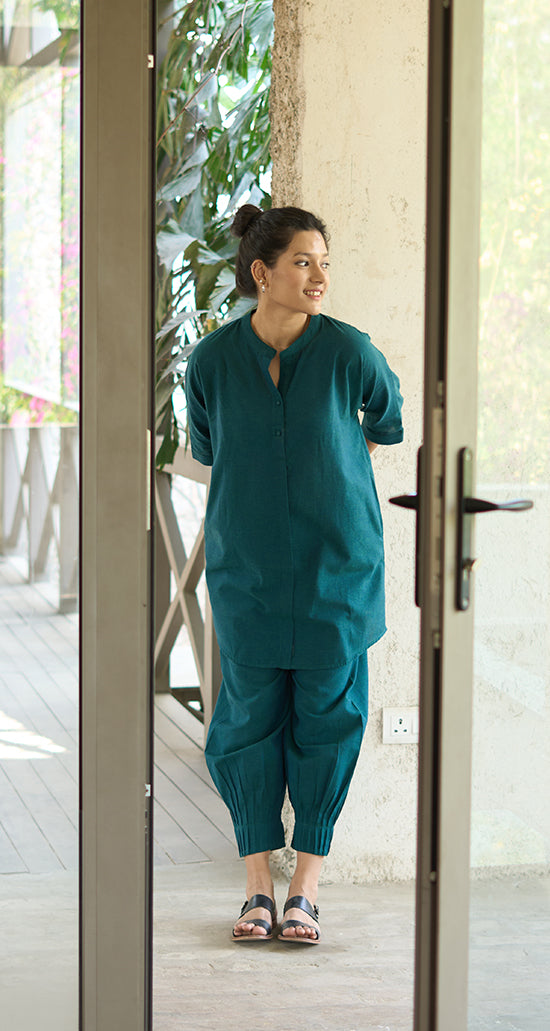 Sunday Paper Kurta in Quiet Teal