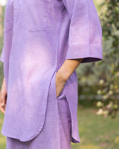 Silver Hoops Kurta Set in Lilac