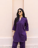 Silver Hoops Kurta in Jamun Purple