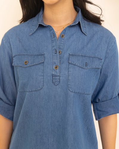 Masala Chai Top in Denim