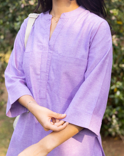 Silver Hoops Kurta Set in Lilac