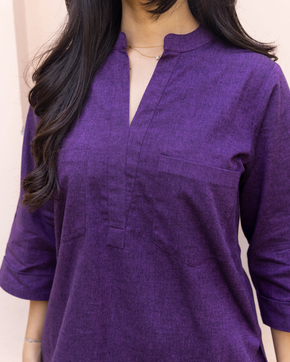 Silver Hoops Kurta in Jamun Purple