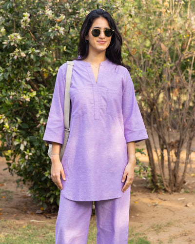 Silver Hoops Kurta in Lilac