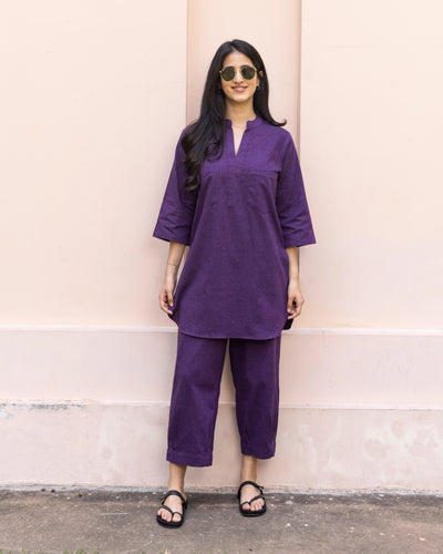 Silver Hoops Kurta in Jamun Purple