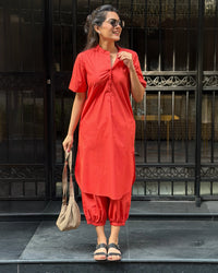Butter Toast Kurta in Tomato Red