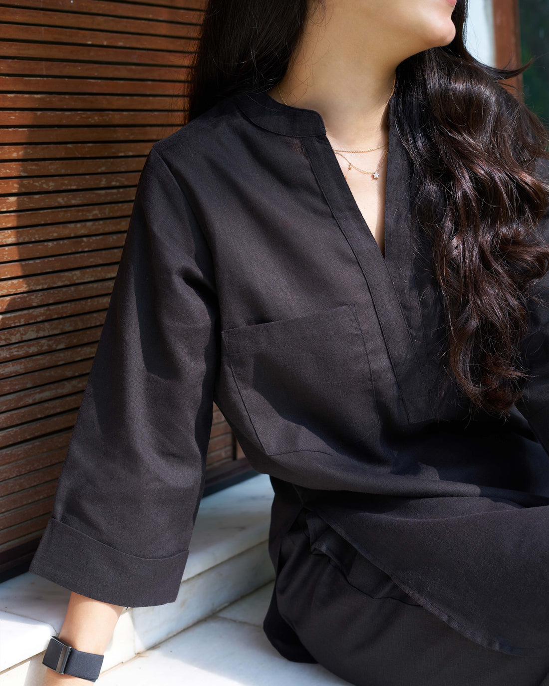 Silver Hoops Kurta Set in Black