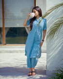 Butter Toast Kurta Co-Ord Set in Aqua Blue