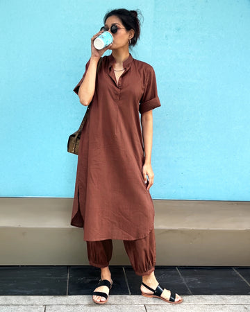 Butter Toast Kurta Co-Ord Set in Brown