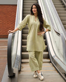 Silver Hoops Kurta in Sage Green