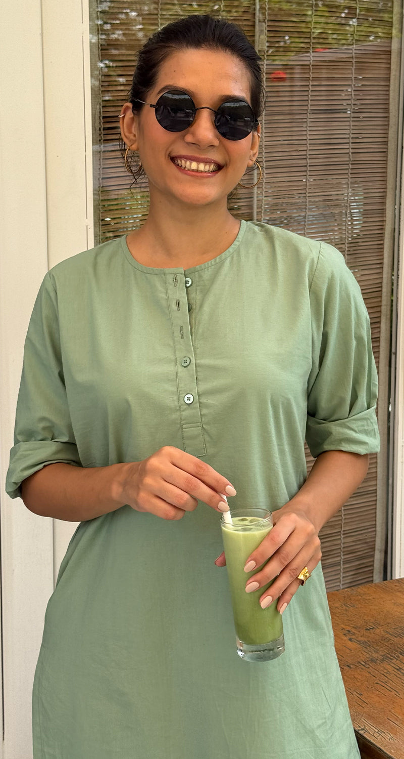 Iced Coffee Top in Matcha Green