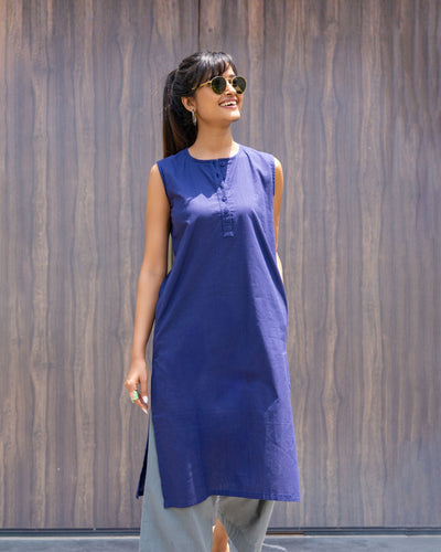 First Rain Kurta in Ink Blue