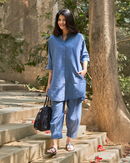 Sunday Paper Kurta in Easy Blue