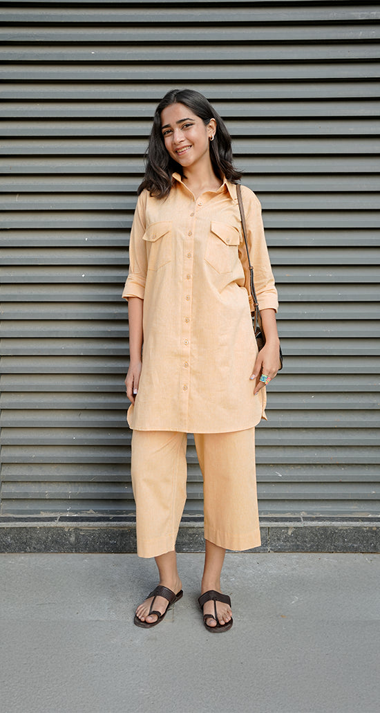 Bougainvillea Kurta Set in Peach