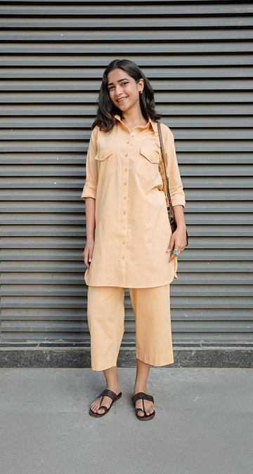 Bougainvillea Kurta Set in Peach