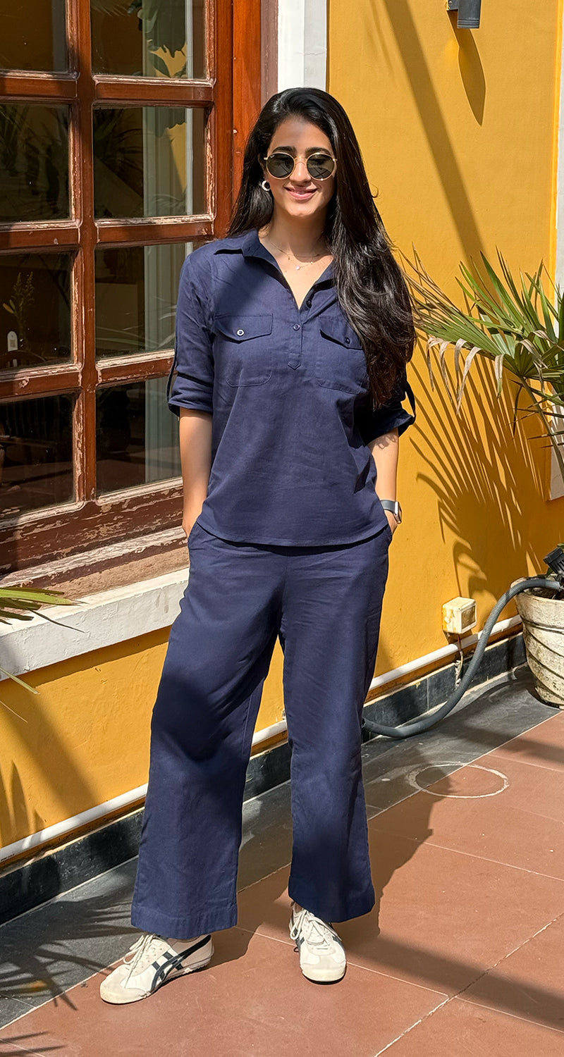 Masala Chai Co-Ord Set in Navy