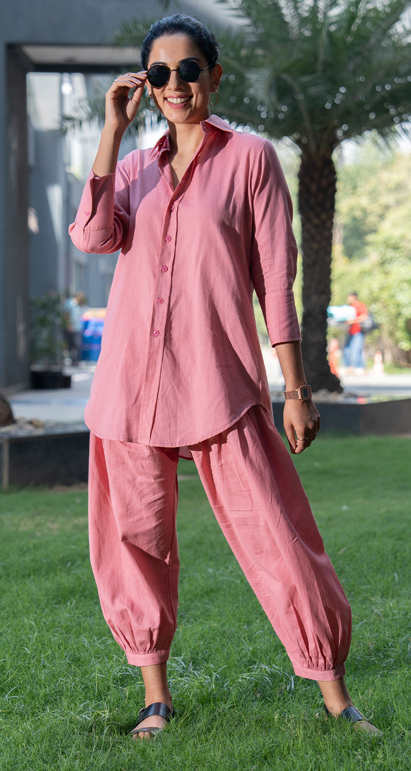 Slow Life Co-Ord Set in Salmon Pink