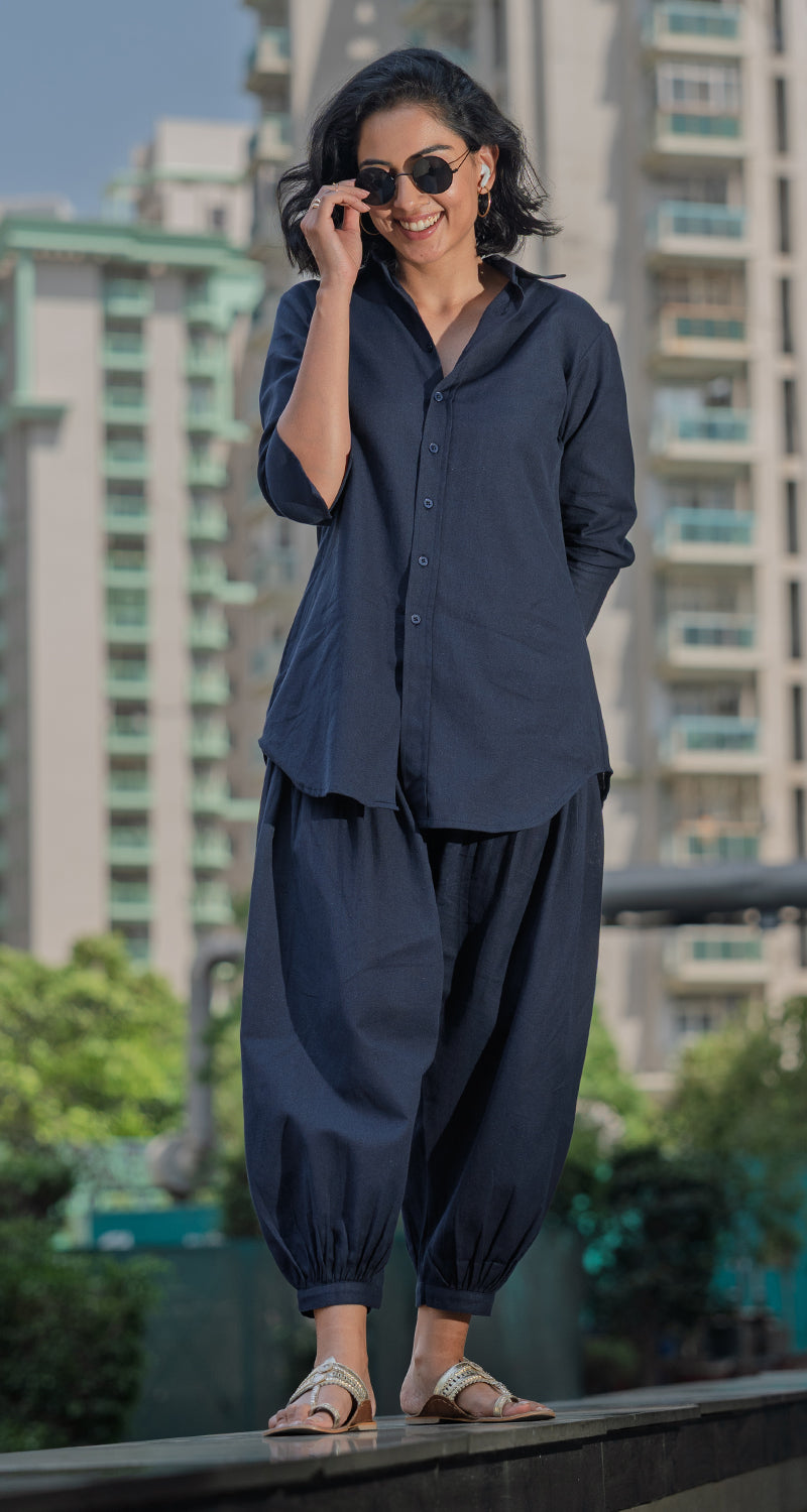 Slow Life Co-Ord in Navy Blue