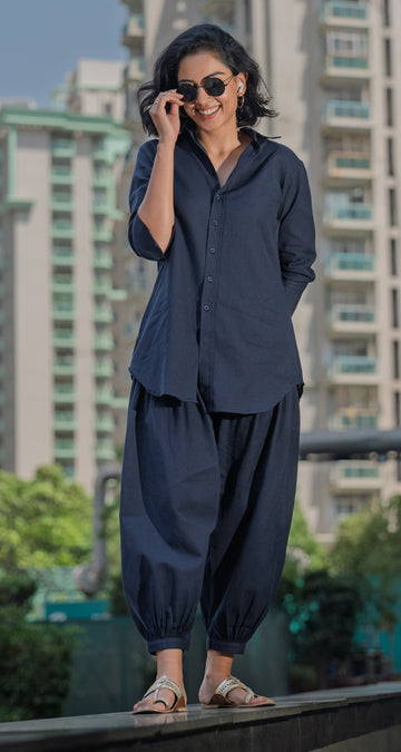 Slow Life Co-Ord in Navy Blue