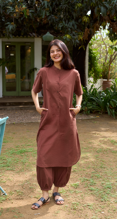 Butter Toast Kurta Co-Ord Set in Brown