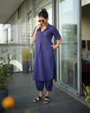 Butter Toast Kurta Co-Ord Set in Ink Blue