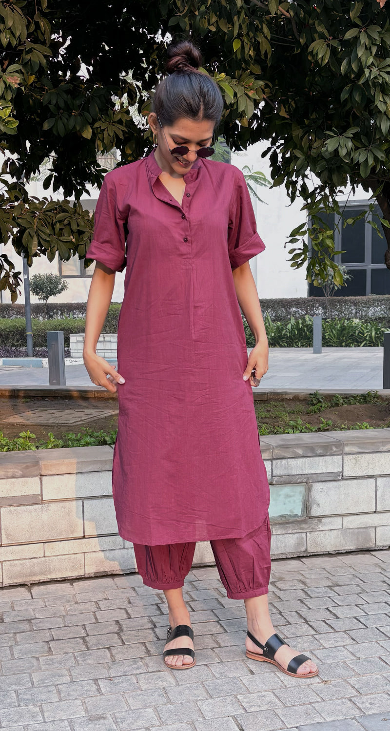 Butter Toast Kurta Co-Ord Set in Burgundy