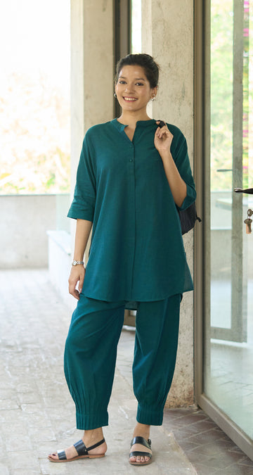 Sunday Paper Kurta in Quiet Teal