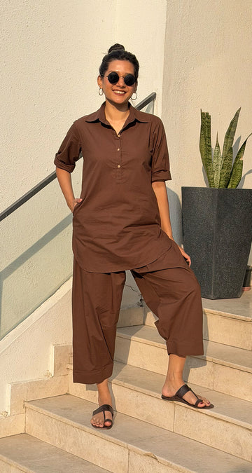 Beach Walk Co-Ord Set in Brown