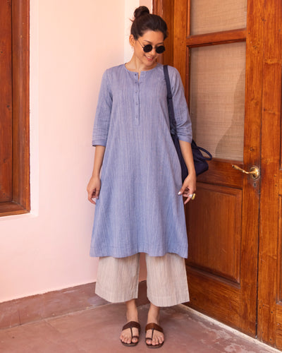 Paper Plane Kurta in Slate Blue