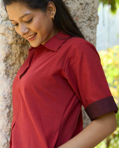 Potluck Kurta Set in Spiced Reds