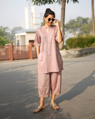Silver Hoops Kurta in Burgundy