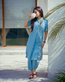 Butter Toast Kurta Co-Ord Set in Aqua Blue