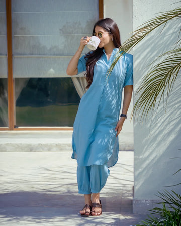 Butter Toast Kurta Co-Ord Set in Aqua Blue