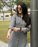 Bougainvillea Kurta in Grey