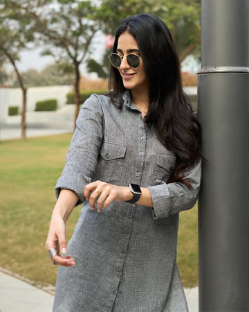 Bougainvillea Kurta in Grey