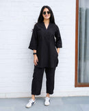 Silver Hoops Kurta Set in Black