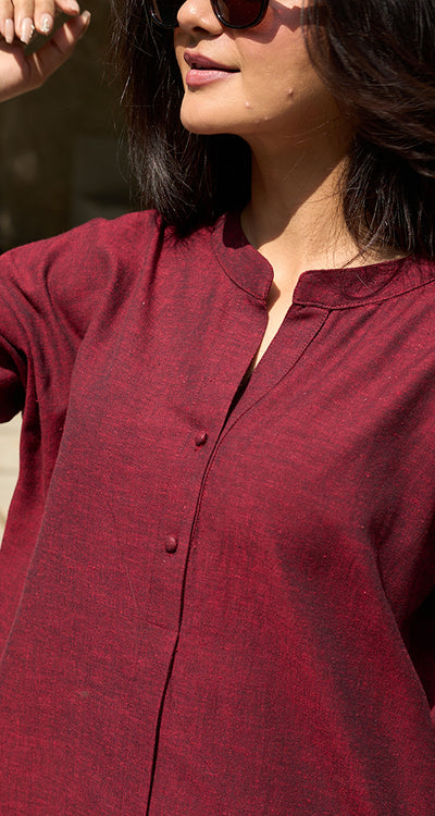 Sunday Paper Kurta in Mellow Red