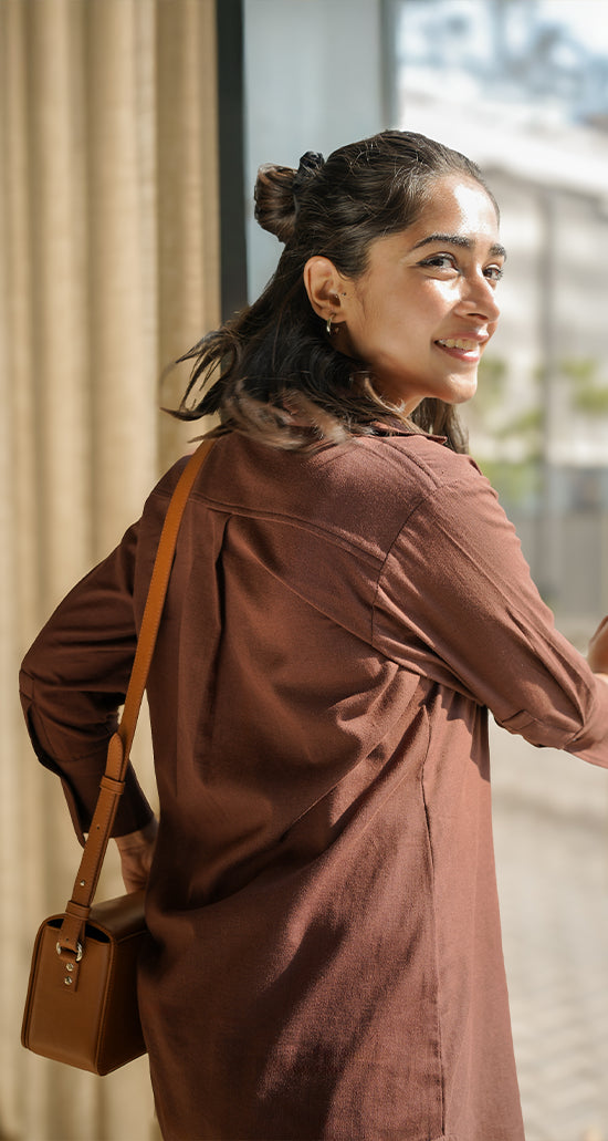 Slow Life Co-Ord Set in Brown