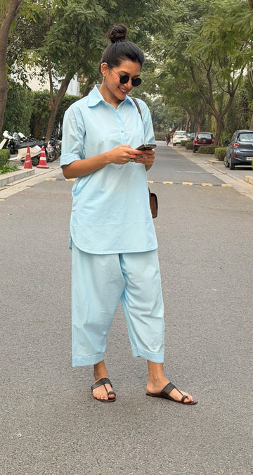 Beach Walk Co-Ord Set in Sky Blue