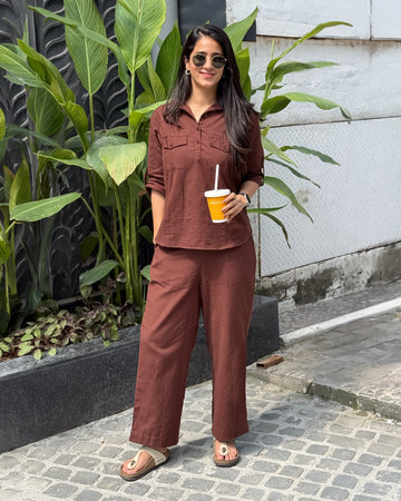 Masala Chai Co-Ord Set in Brown