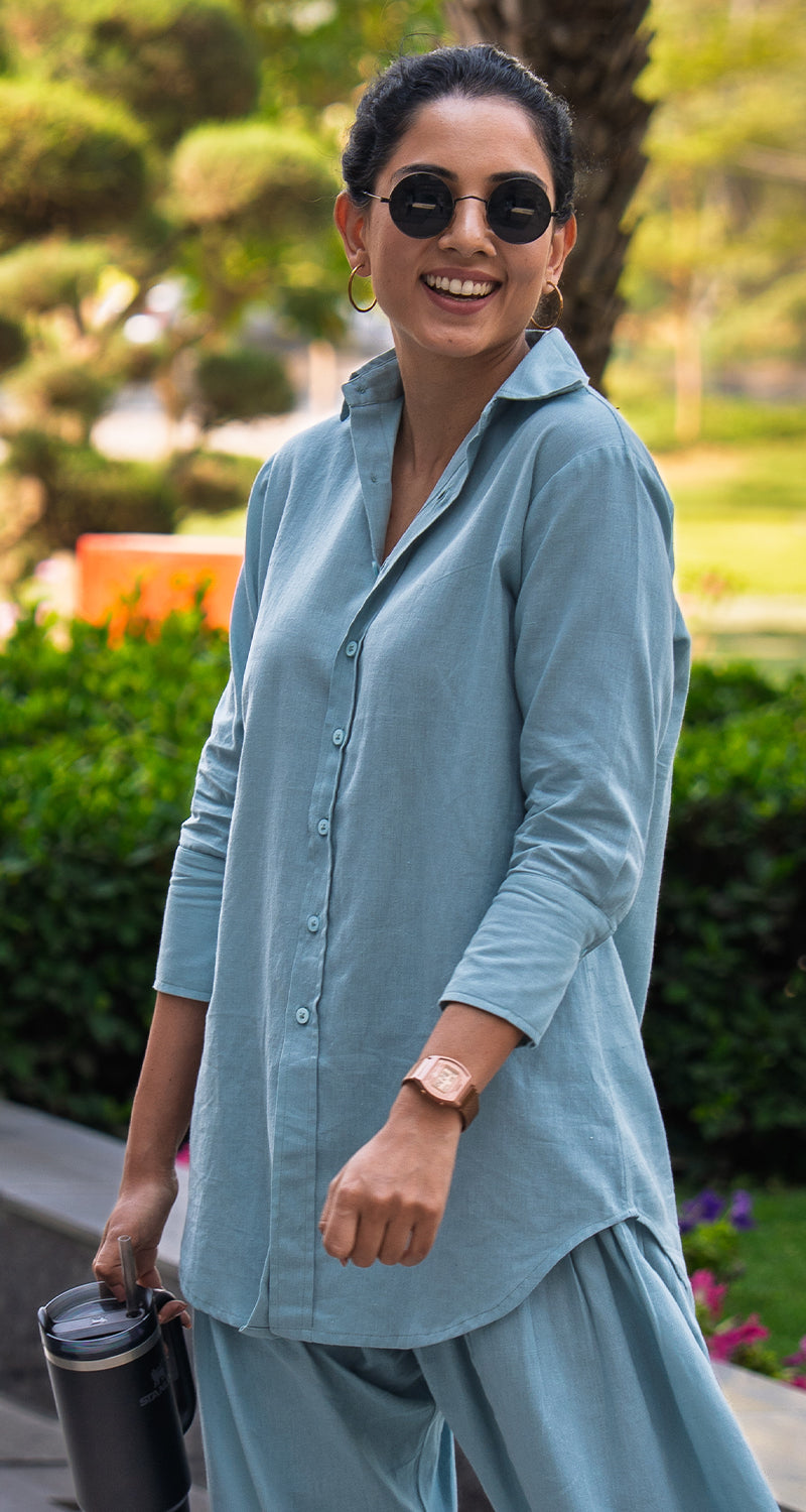 Slow Life Co-Ord Set in Sea Green