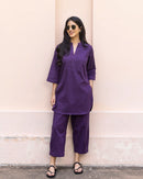Silver Hoops Kurta Set in Jamun Purple