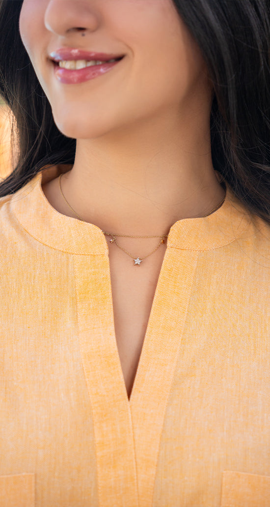 Silver Hoops Kurta in Peach