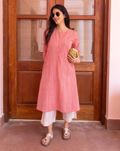 Paper Plane Kurta in Coral