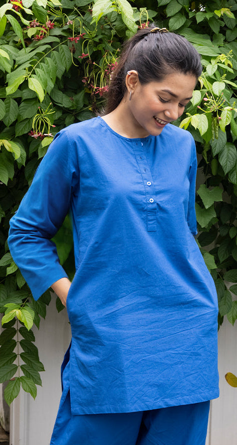 Iced Coffee Top in Blue Pea