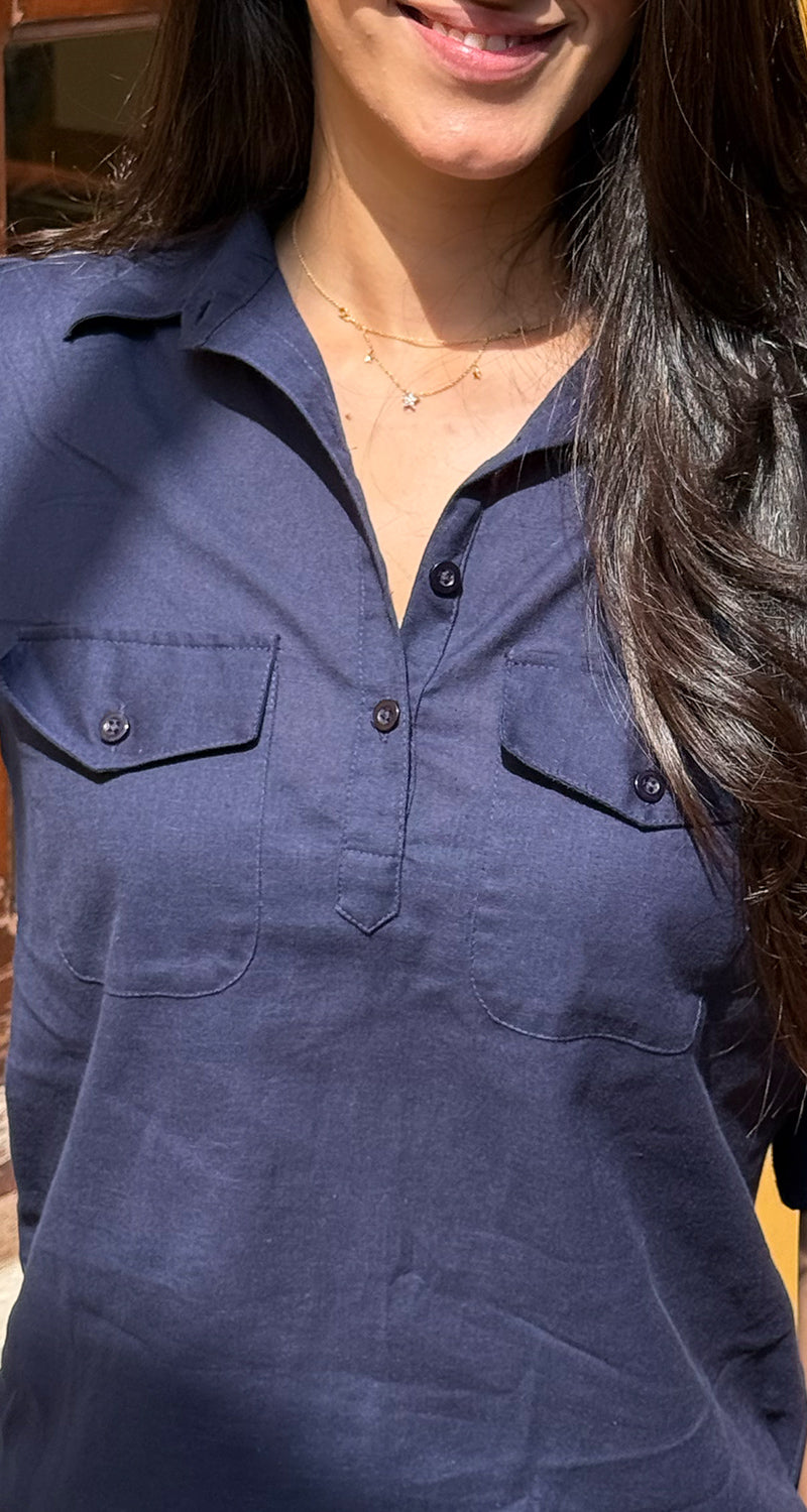 Masala Chai Co-Ord Set in Navy